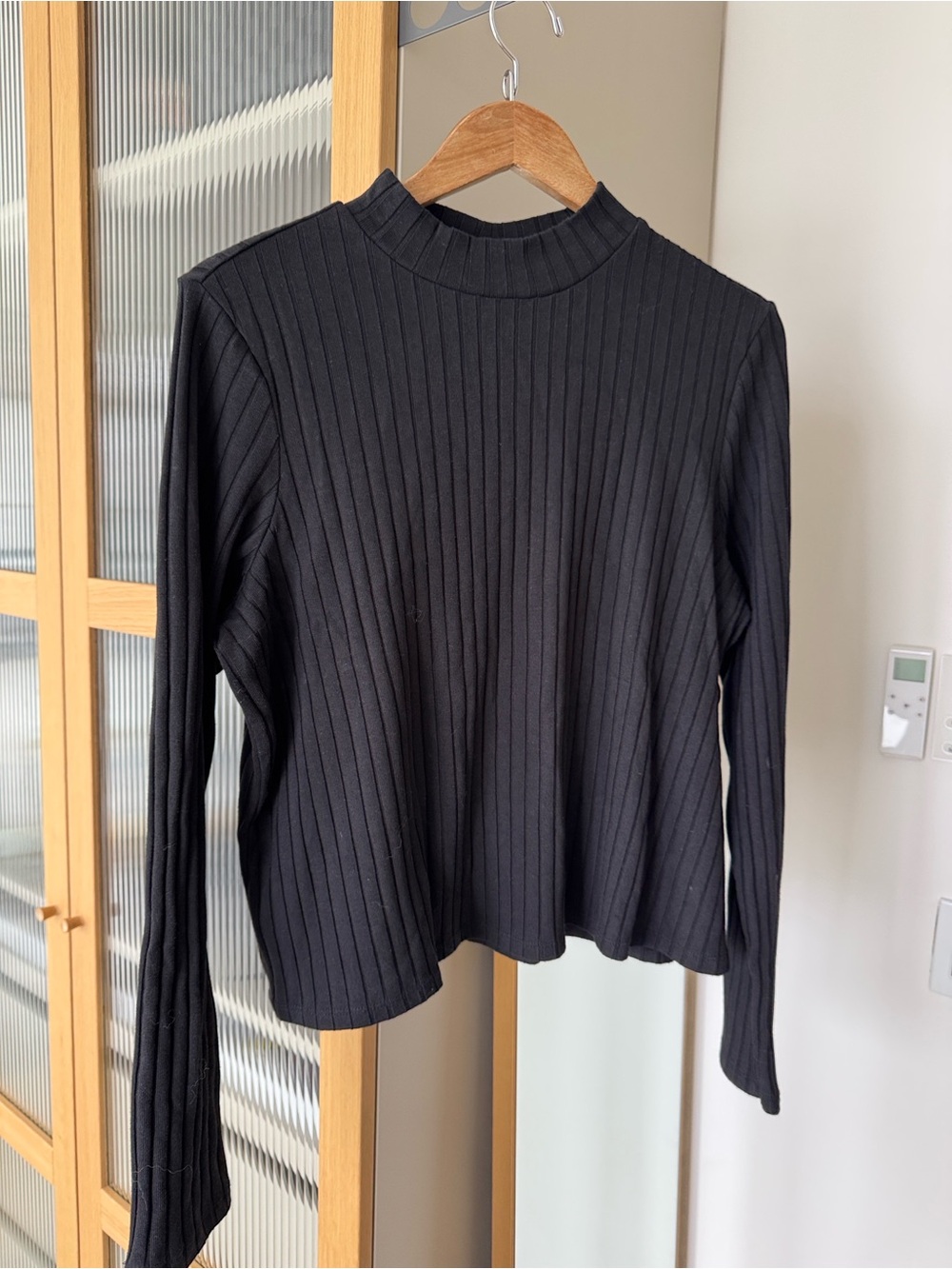 Old Navy Ribbed Mock Neck Long Sleeve Top - Black